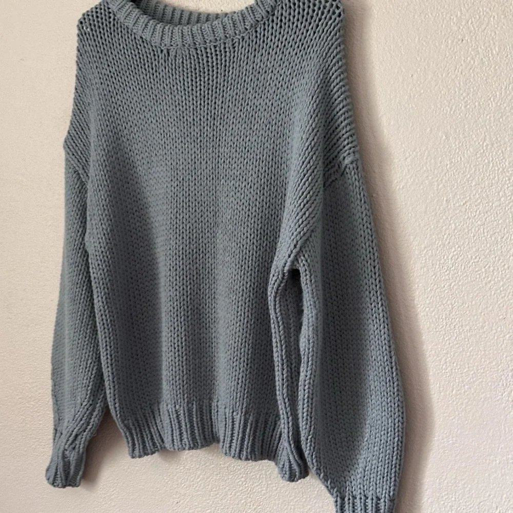 Ghanda Light Blue Oversized Crewneck Sweater - Picture 3 of 9